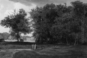 Zwei Bauerinnen Am Waldrand by Johann Wilhelm Schirmer