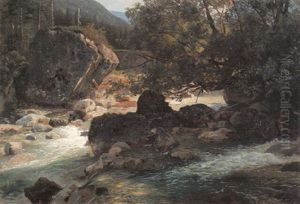 Mittelgebirgslandschaft Mit Einem Bach
