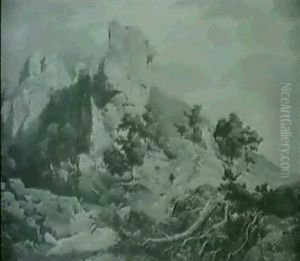 Waldlandschaft Mit Steg by Johann Wilhelm Schirmer