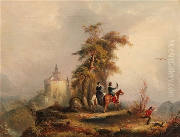Falkenjagd In Romantischer Landschaft - view 1