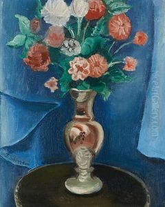 Nature Morte Aux Fleurs Et Personnage Dans Un Paysage (double-sided) by Ferdinand Schirren