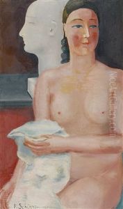 Nu Et Sculpture by Ferdinand Schirren