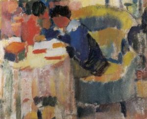 Vrouw Aan Een Tafel Zittend Vrouw Aan Een Tafel Zittend