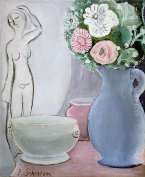 Stilleven Met Bloemen En Naakt - view 1