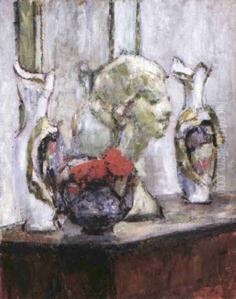 Stilleven Met Bloemen En Bustebeeld - view 1
