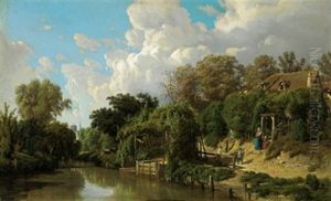 Haus Am Kanal Mit Figurlicher Staffage Haus Am Kanal Mit Figurlicher Staffage
