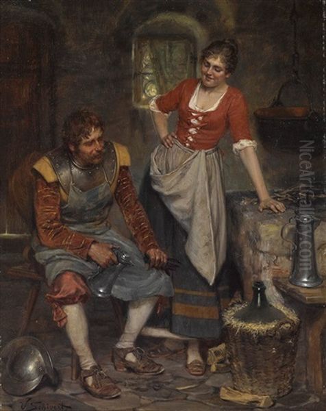 Landsknecht Und Magd An Der Feuerstelle - view 1