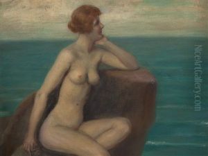 Female Nude On Rock by Victor Schivert