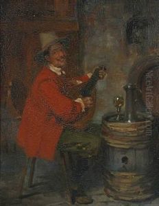 Scene From An Inn With A Musician by Victor Schivert