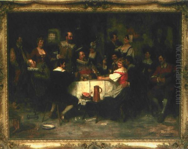 Vergnugte Ratsherrenrunde Im Wirtshaus - view 1