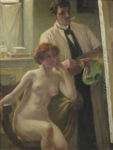 El Pintor Y La Modelo by Victor Schivert
