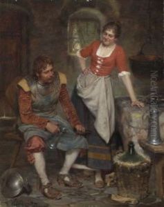 Magd Und Landsknecht An Der Feuerstelle