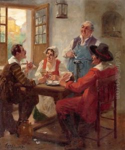 Heitere Tischrunde by Victor Schivert