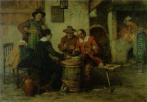 Kartenspeiler In Einer Schenke by Victor Schivert