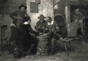 Kartenspieler In Der Wirtsstube by Victor Schivert