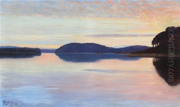 View From A Norwegian Fjord At Sunset - view 1