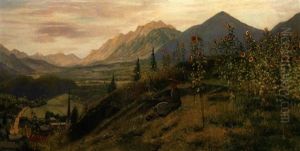 Sommermorgen In Brixlegg. Blick Von Der Hohe Auf Das Prachtvolle Panorama Mi Sonnenblumenfeld Und Figurenstaffage