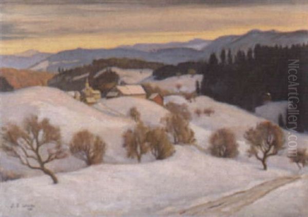 Sicht Auf Ein Dorf In Der Winterlandschaft - view 1