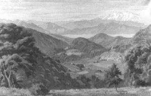 Tessiner Landschaft Mit Blick Auf Den Luganersee by Ernst Emil Schlatter