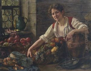 Junge Magd Mit Obst Und Gemuse