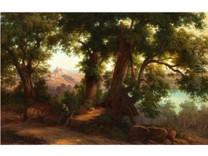 Landschaft Mit Blick Auf Das Castel Gandolfo by Hermann Julius Schlegel