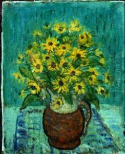 Yellow Flowers In A Pitcher