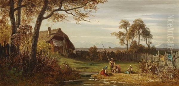 Children Playing In The Farm Garden - view 1