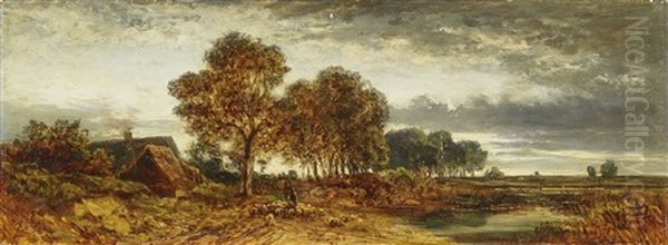An Evening Landscape With Sheep - view 1
