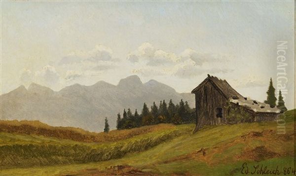 Mountain Landscape With Hut - view 1