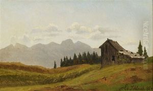 Mountain Landscape With Hut by Eduard Schleich the Elder