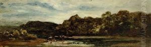 Kuhe Am Fluss by Eduard Schleich the Elder