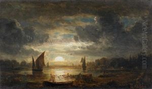 Mondnacht Am See by Eduard Schleich the Elder