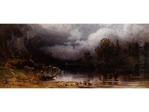 Gewitterstimmung An Einem Bayerischen Voralpensee by Eduard Schleich the Elder