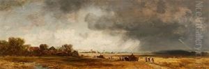 Getreideernte Vor Einem Gewittersturm by Eduard Schleich the Elder