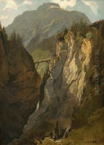 Die Partnachklamm by Eduard Schleich the Elder