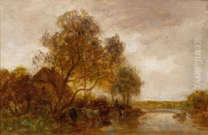 Rinder Am Wasser by Eduard Schleich the Elder