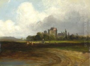 Landschaft Mit Burg by Eduard Schleich the Elder