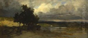 Gewitterlandschaft Mit Baumen by Eduard Schleich the Elder