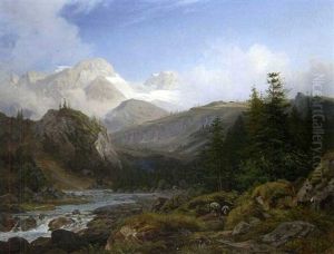 Landschaft Mit Blick Auf Den Hohen Dachstein