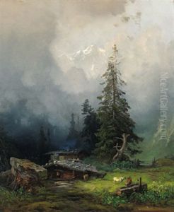 Eine Alpe by Eduard Schleich the Elder