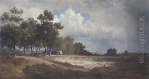Blick Auf Munchen, Im Vordergrund Sandgrube, Dahinter Allee Mit Heimkehrenden Bauern