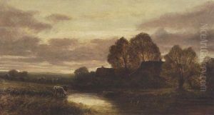 Kuhe Am Teich Vor Einem Gehoft Kuhe Am Teich Vor Einem Gehoft