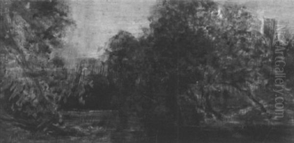 Isarlandschaft Mit Dem Turm Des Schlosses Grunwald - view 1