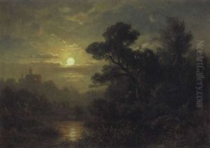 Mondscheinlandschaft by Eduard Schleich the Elder