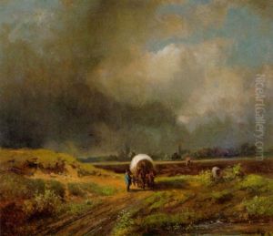 Landschaft Nahe Munchen Bei Ausbruch Eines Gewitters
