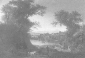 Sudlandische Fluslandschaft by Eduard Schleich the Elder