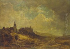 Bayrische Landschaft Mit Kleinem Stadtchen (gunzburg?)