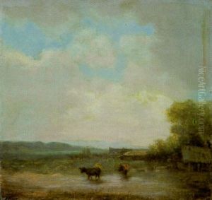 Voralpenlandschaft Mit Kuhen An Der Tranke by Eduard Schleich the Elder