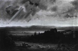Voralpenlandschaft Mit Hochgelegener Burg by Eduard Schleich the Elder