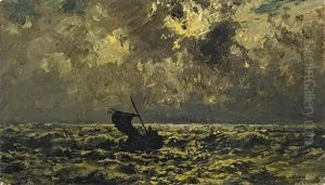 Chiemseefischer Auf Bewegtem Wasser by Eduard Schleich the Younger